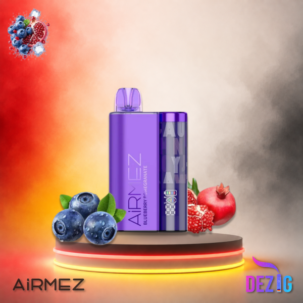 AirMez 12K Blueberry Pomegranate Einweg Vape mit Blaubeer-Granatapfel-Geschmack und 12000 Zügen.
