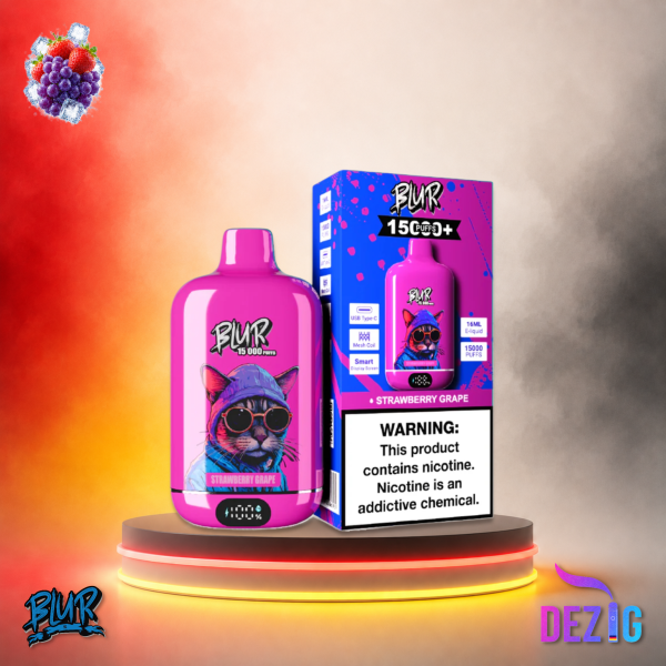 Blur 15K Strawberry Grape Einweg Vape mit Erdbeer-Trauben-Geschmack und 15000 Zügen.