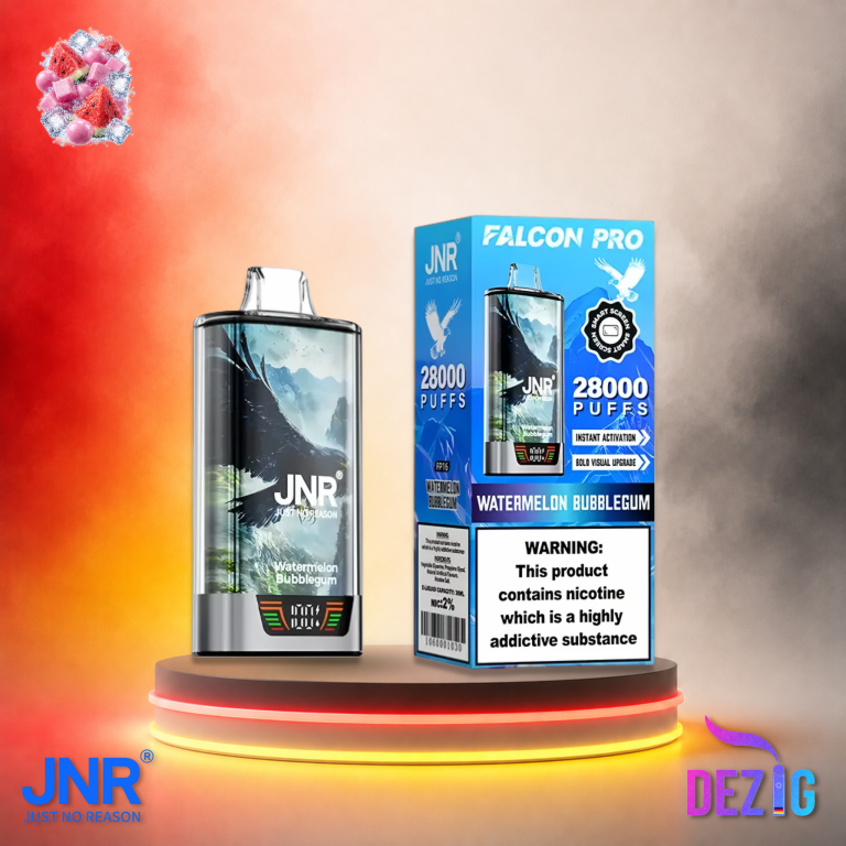 JNR Falcon Pro 28K Watermelon Bubblegum Einweg Vape mit 28000 Zügen und süßem Wassermelonen-Kaugummi-Geschmack.