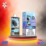 JNR Falcon Pro 28K White Peach Razz Einweg Vape mit weißem Pfirsich-Razz-Geschmack und 28000 Zügen.