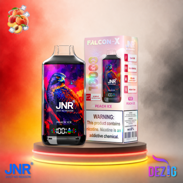 JNR Falcon X 18K Peach Ice Einweg Vape mit bis zu 18000 Zügen und Pfirsich-Geschmack mit Ice-Note