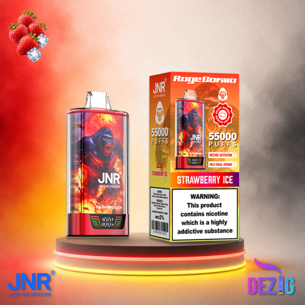 JNR RageGorilla 55K Strawberry Ice Einweg Vape mit bis zu 55000 Zügen und Erdbeer-Geschmack mit Ice-Note