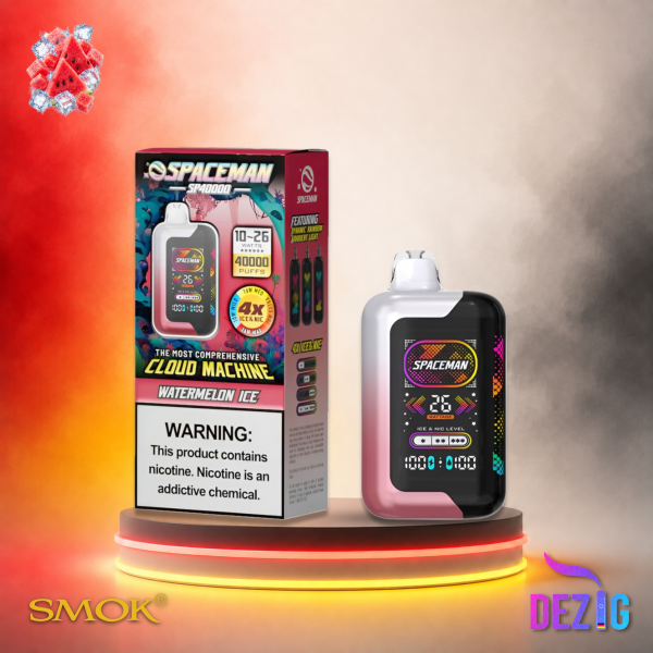 Smok Spaceman 40K Watermelon Ice Einweg Vape mit Wassermelonen-Ice-Geschmack und 40000 Zügen.