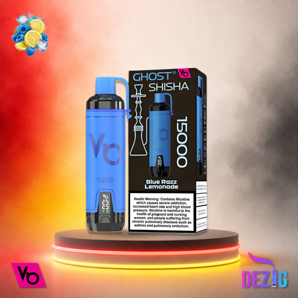 Ghost Shisha 15K Blue Razz Lemonade Einweg Vape mit 15000 Zügen und spritzigem Blue-Razz-Limonaden-Geschmack.