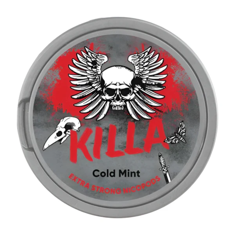 Killa Cold Mint White Snus Nikotinbeutel mit kaltem Minz-Geschmack, 20 Beuteln und 12,8mg Nikotin.