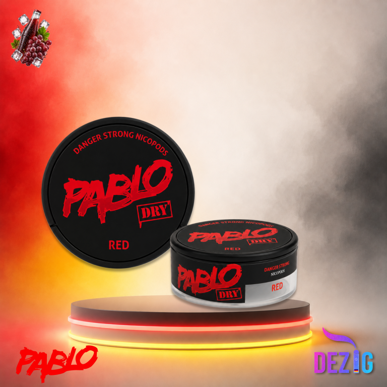 Pablo Dry Red Snus Nikotinbeutel mit Dry-Red-Geschmack, 20 Beuteln und 24mg Nikotin.