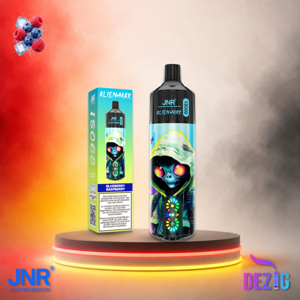 JNR Alien Max 18K Blueberry Raspberry Einweg Vape mit Blaubeer-Himbeer-Geschmack und 18000 Zügen.