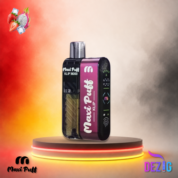 MaxiPuff Puff Klip 18K Strawberry Dragonfruit Einweg Vape mit Erdbeer-Drachenfrucht-Geschmack und 18000 Zügen.