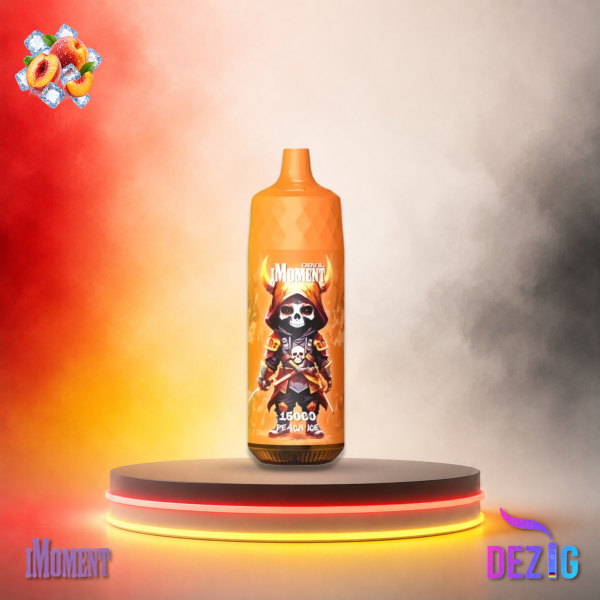 iMoment Devil 15K Peach Ice Einweg Vape mit Pfirsich-Ice-Geschmack und 15000 Zügen.