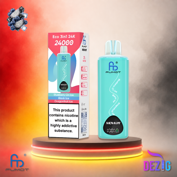 Fumot Eco 3in1 24K Blueberry Black Dragonfruit Einweg Vape mit bis zu 24000 Zügen und Blaubeer-, Waldbeeren- und Drachenfrucht-Geschmack