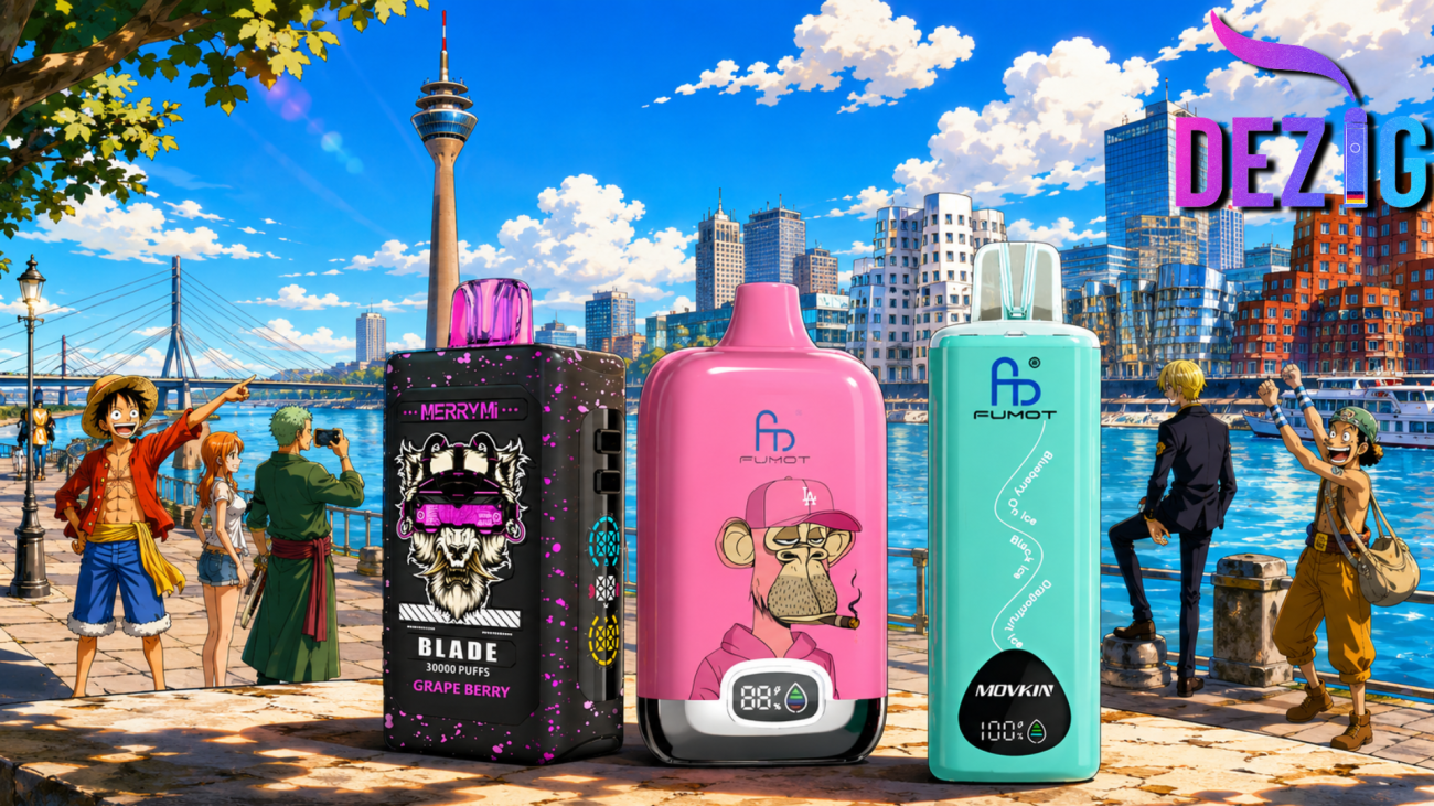 Einweg Vapes in Düsseldorf kaufen mit Fumot Digital Box 12K, Fumot ECO 3in1 24K und MerryMi Blade 30K bei DEZIG