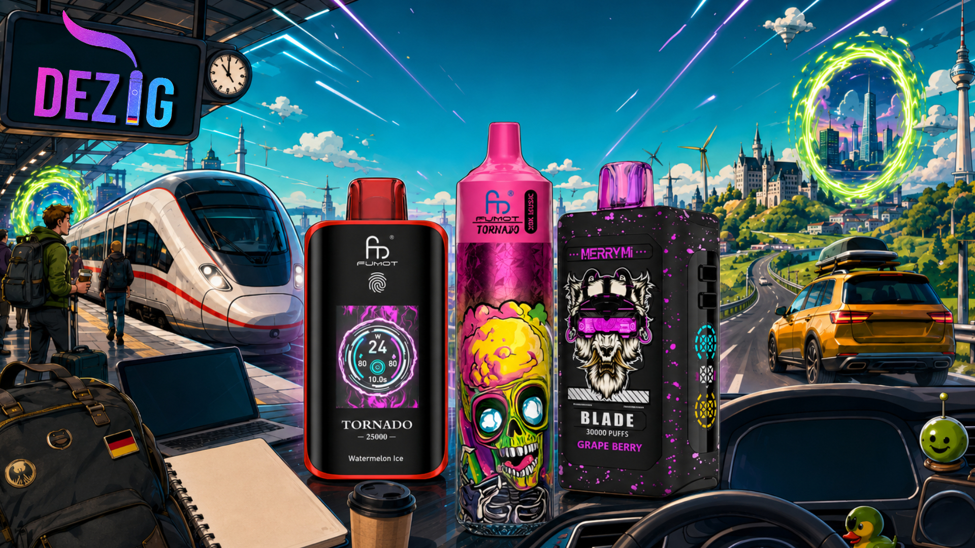 Einweg Vapes Fumot Tornado 25K, MerryMi Blade 30K und Fumot Tornado Music 30K für Arbeit, Reise und Alltag in Deutschland