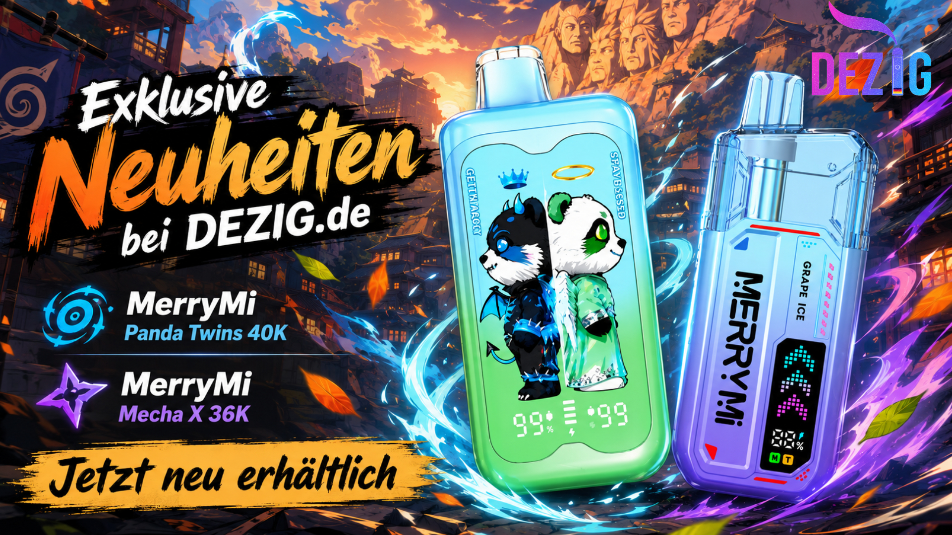 MerryMi Mecha X 36K und MerryMi Panda Twins 40K Einweg Vape bei DEZIG.de