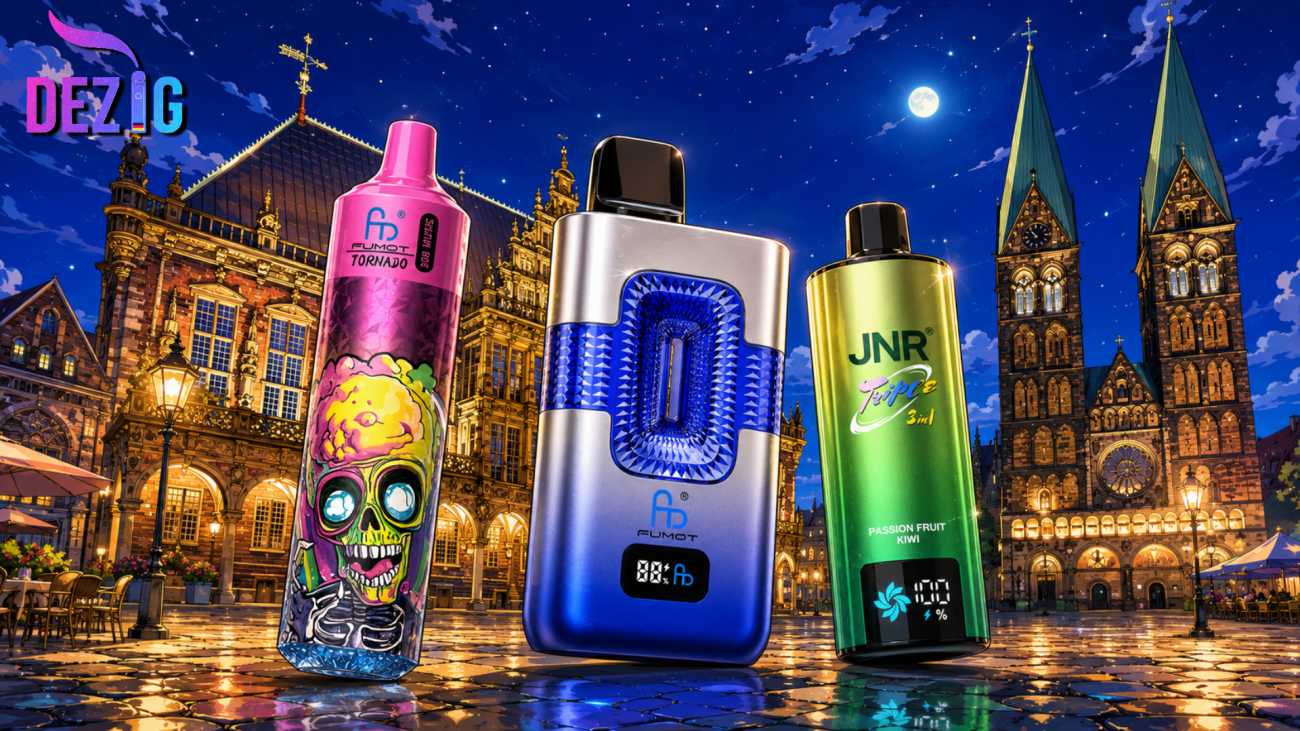 Buy disposable vapes in Bremen with ease: discover 30K, 50K & 110K devices like Fumot & JNR at DEZIG