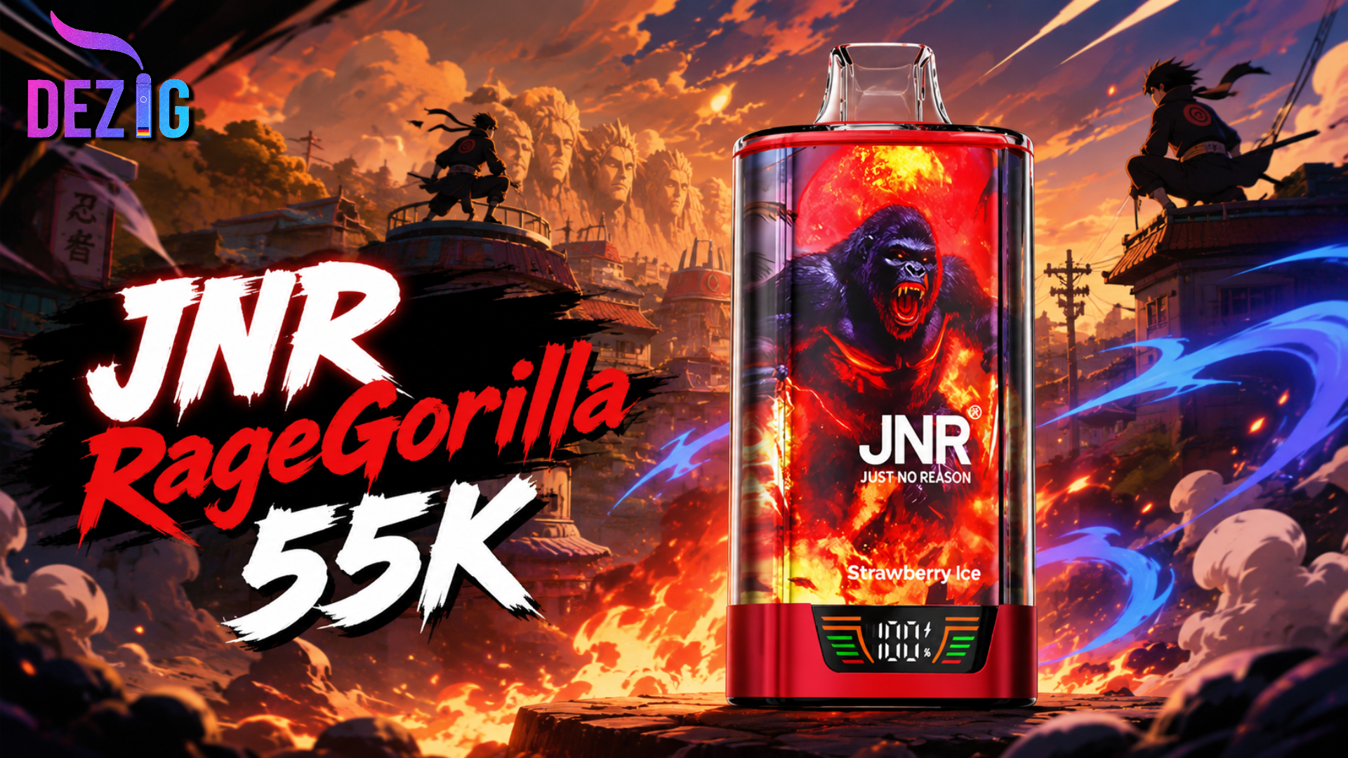 JNR 55K RageGorilla 55000-puff vape with digital display