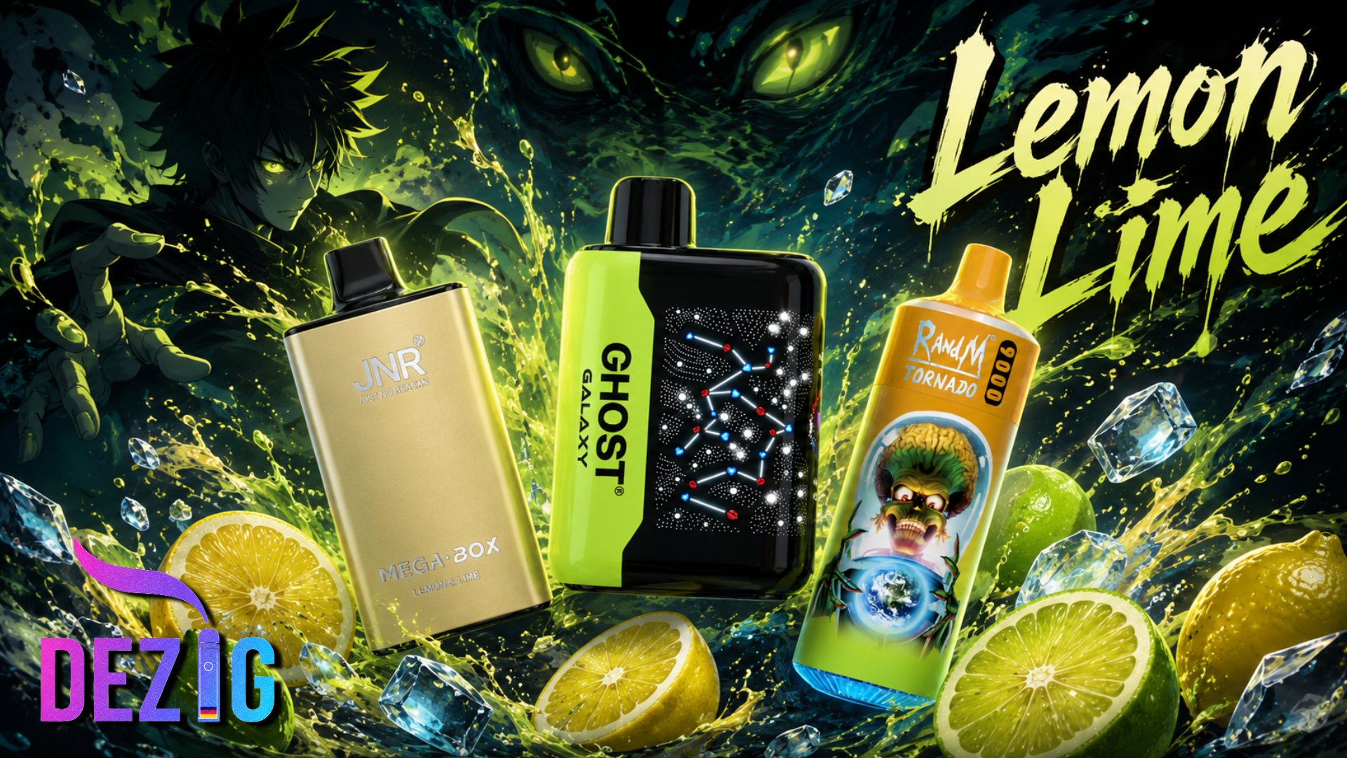 Lemon Lime Geschmack mit drei Einweg Vapes von DEZIG
