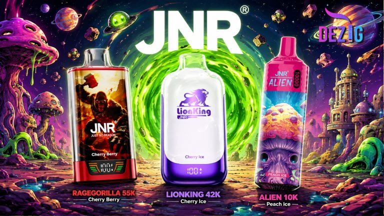 JNR Vape comparison featuring Alien 10K, LionKing 42K and RageGorilla 55K